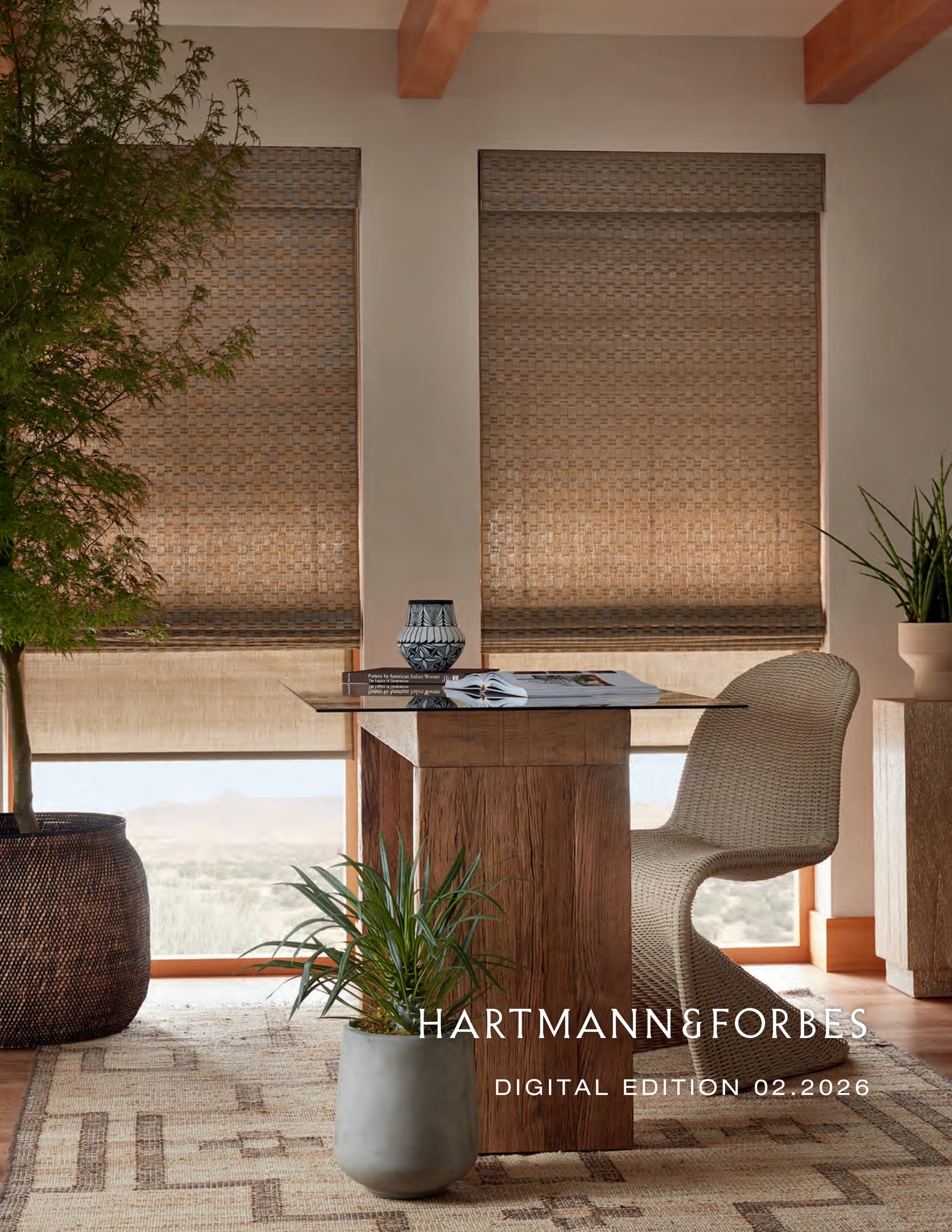 Hartmann & Forbes Product Portfolio 2026 — natural handwoven window coverings in a sunlit interior